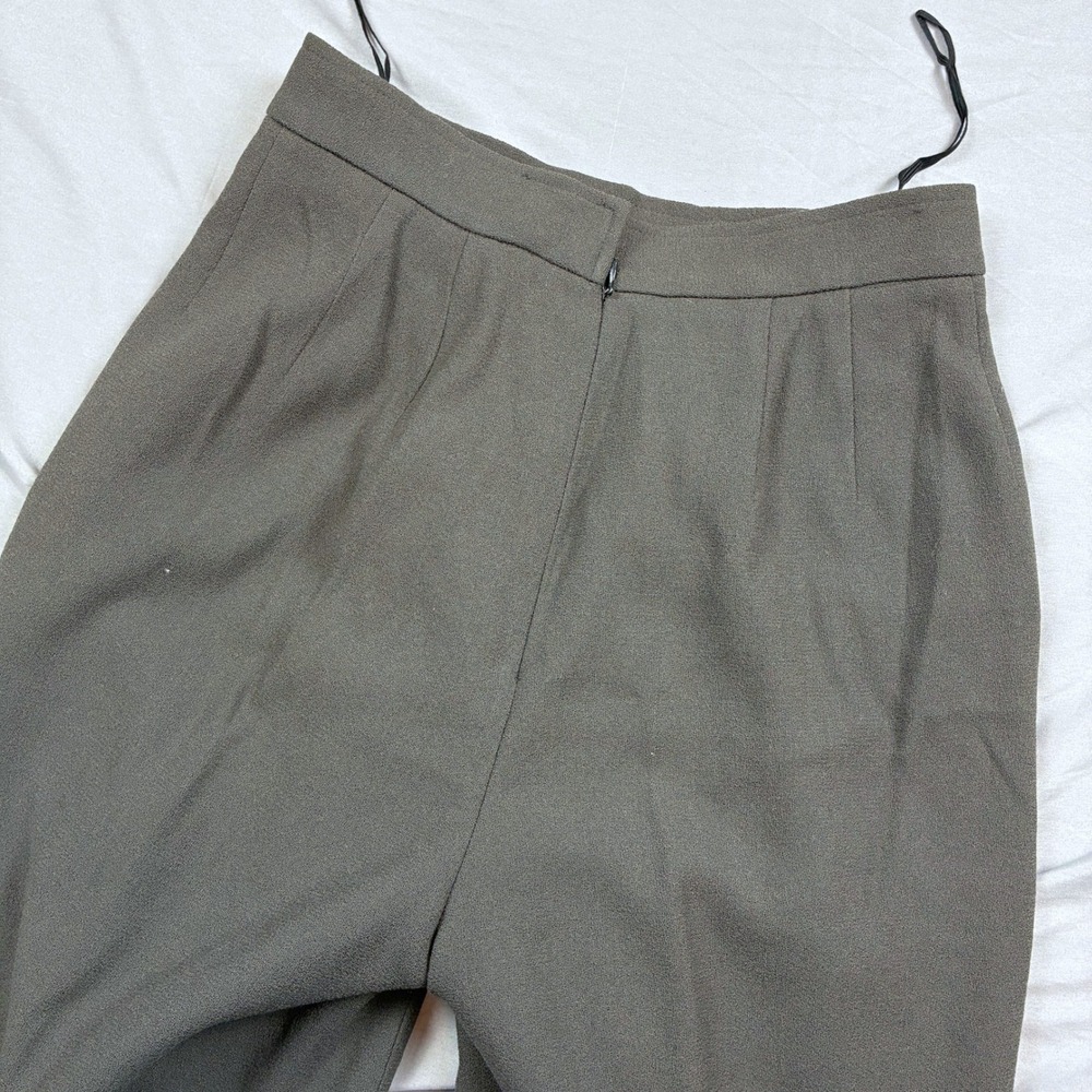 VTG Wool Trousers Women 8 Gray Olive Pleated High Rise Wide Leg USA Made ILGWU